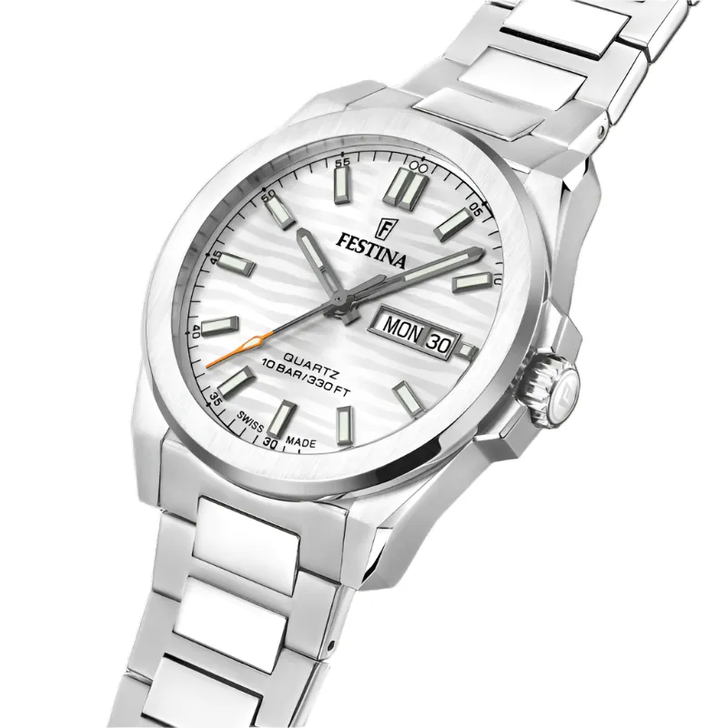 Festina Swiss Made Silver Dial Stainless Steel Watch f20073/1