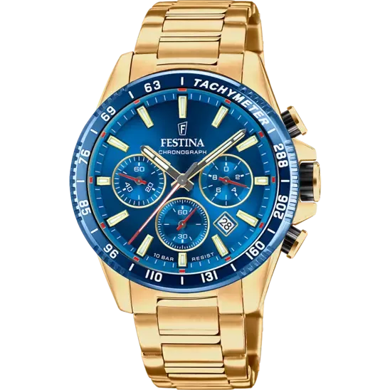 Festina Timeless Chronograph Blue Dial Stainless Steel 316L Strap Men's Watch