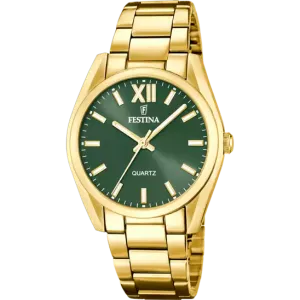 Festina Women's Elegance & Functionality Green Dial Watch with 316L Stainless Steel Strap F20640/4