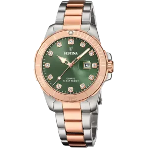 Festina Women's Elegance Stainless Steel Watch with Vibrant Green Dial - Boyfriend Collection F20505/4