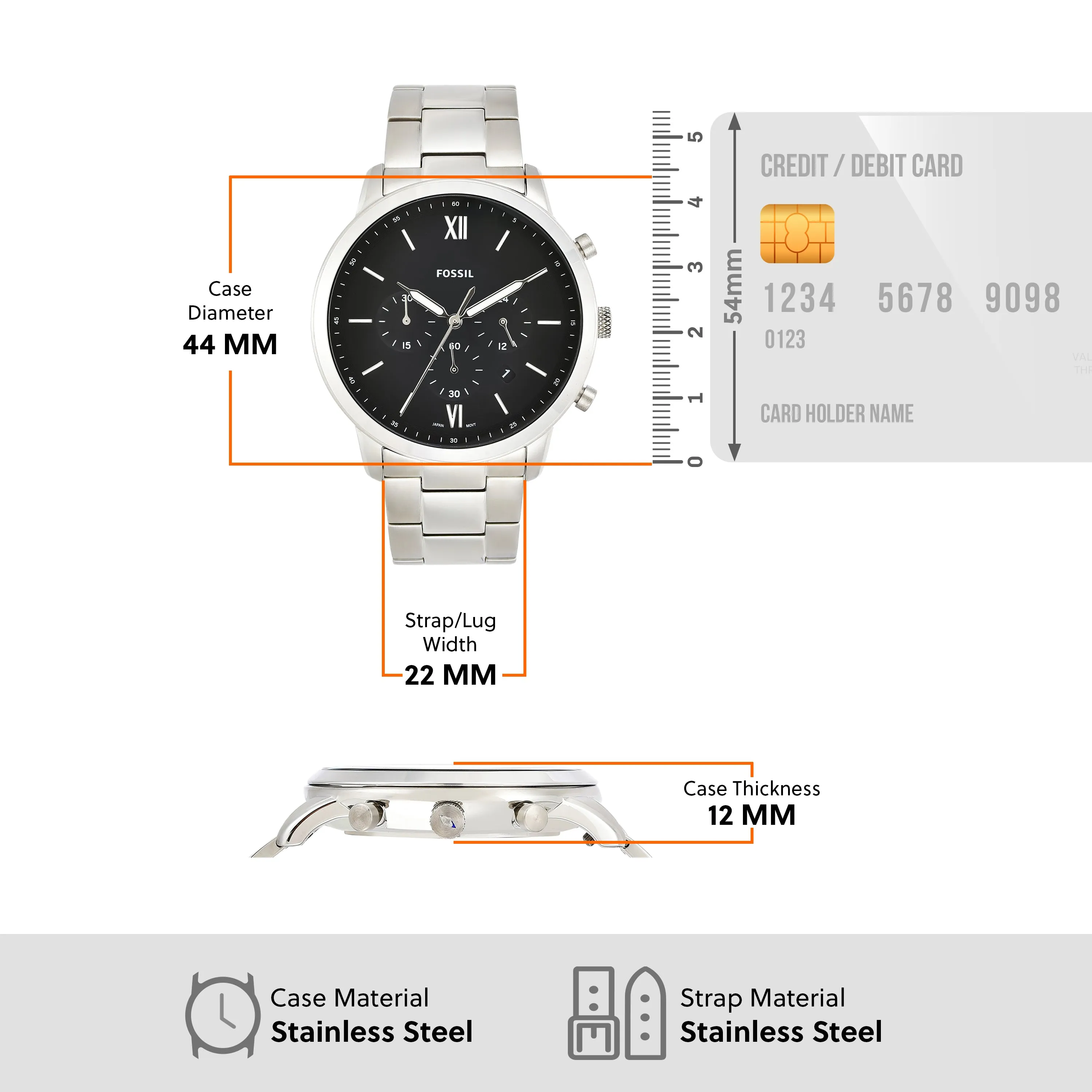 Fossil Neutra Chronograph Black Dial Stainless Steel Watch FS5384