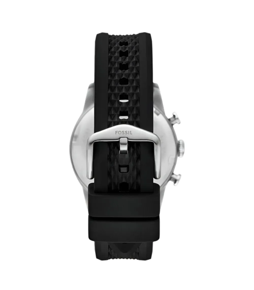 Fossil Sport Tourer Chronograph Black Silicone White Dial Watch FS6087
