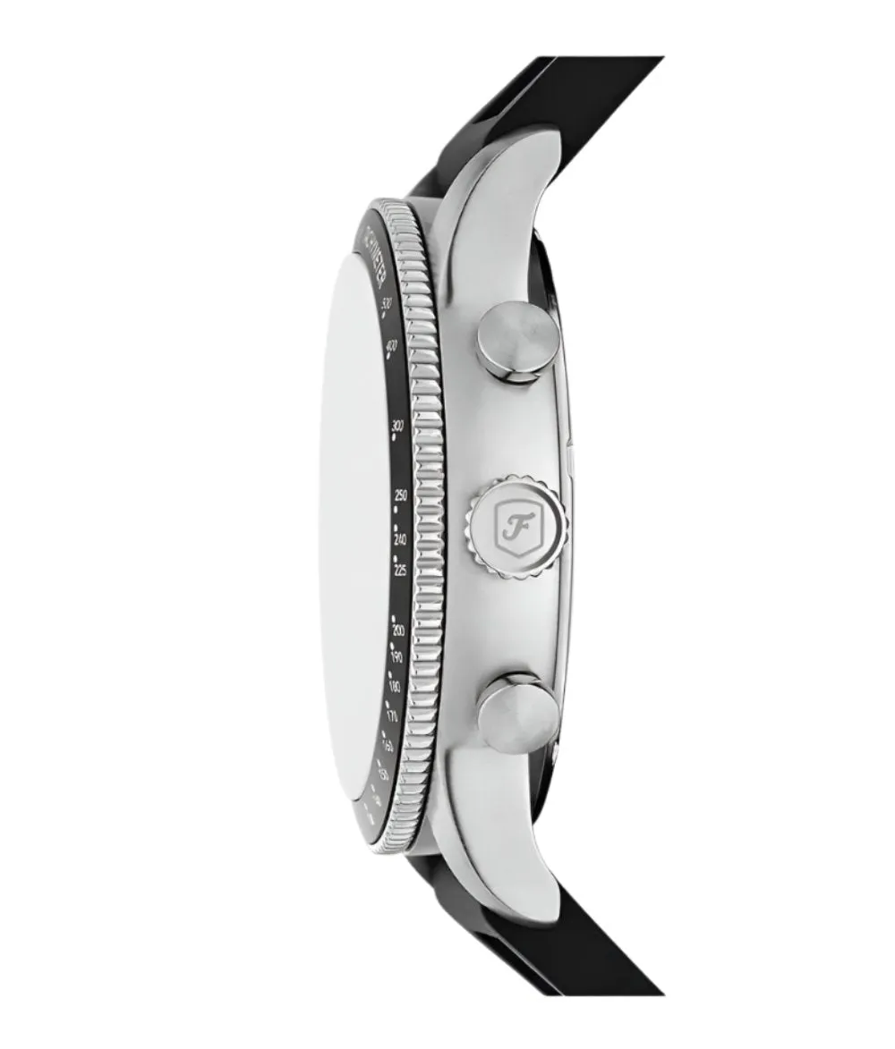 Fossil Sport Tourer Chronograph Black Silicone White Dial Watch FS6087