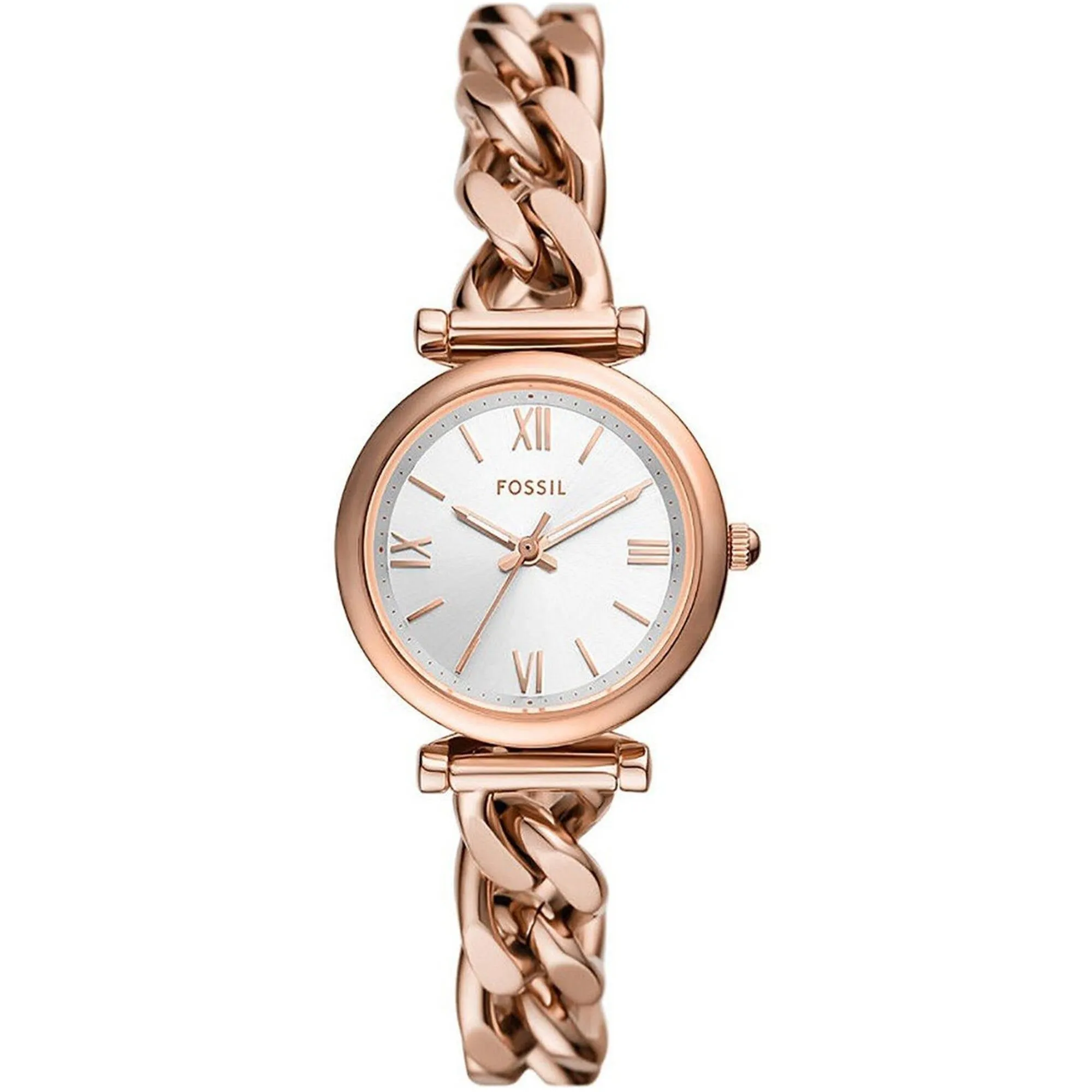 Fossil Women's Watch - Carlie Quartz Silver Dial Rose Gold Steel Bracelet | ES5330