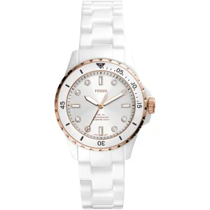 Fossil Women's Watch - FB-01 Quartz Rotating Bezel White Ceramic Bracelet | CE1107