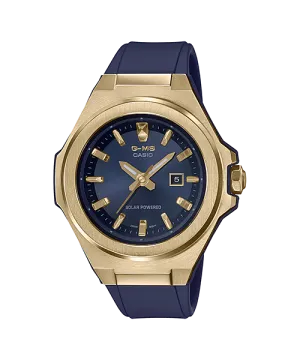 G-MS Gold Bezel Glam Blue Band Watch MSGS500G-2A