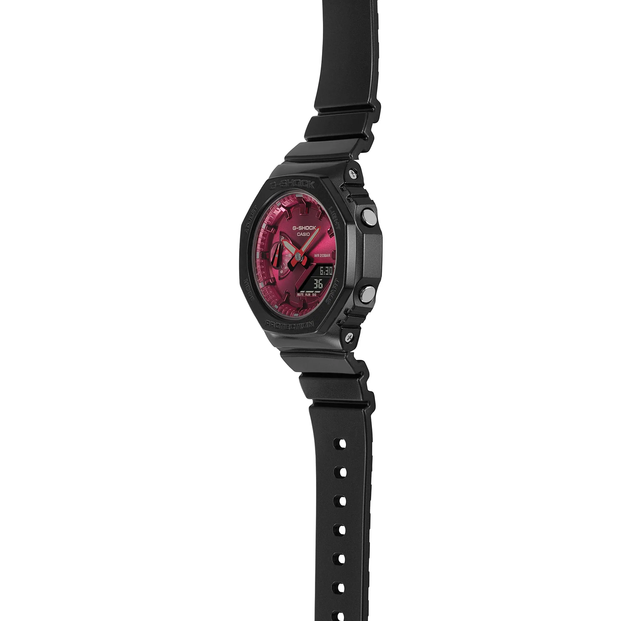 G-Shock Analog-Digital Pink Dial Black Resin Band Watch GMAS2100RB-1A