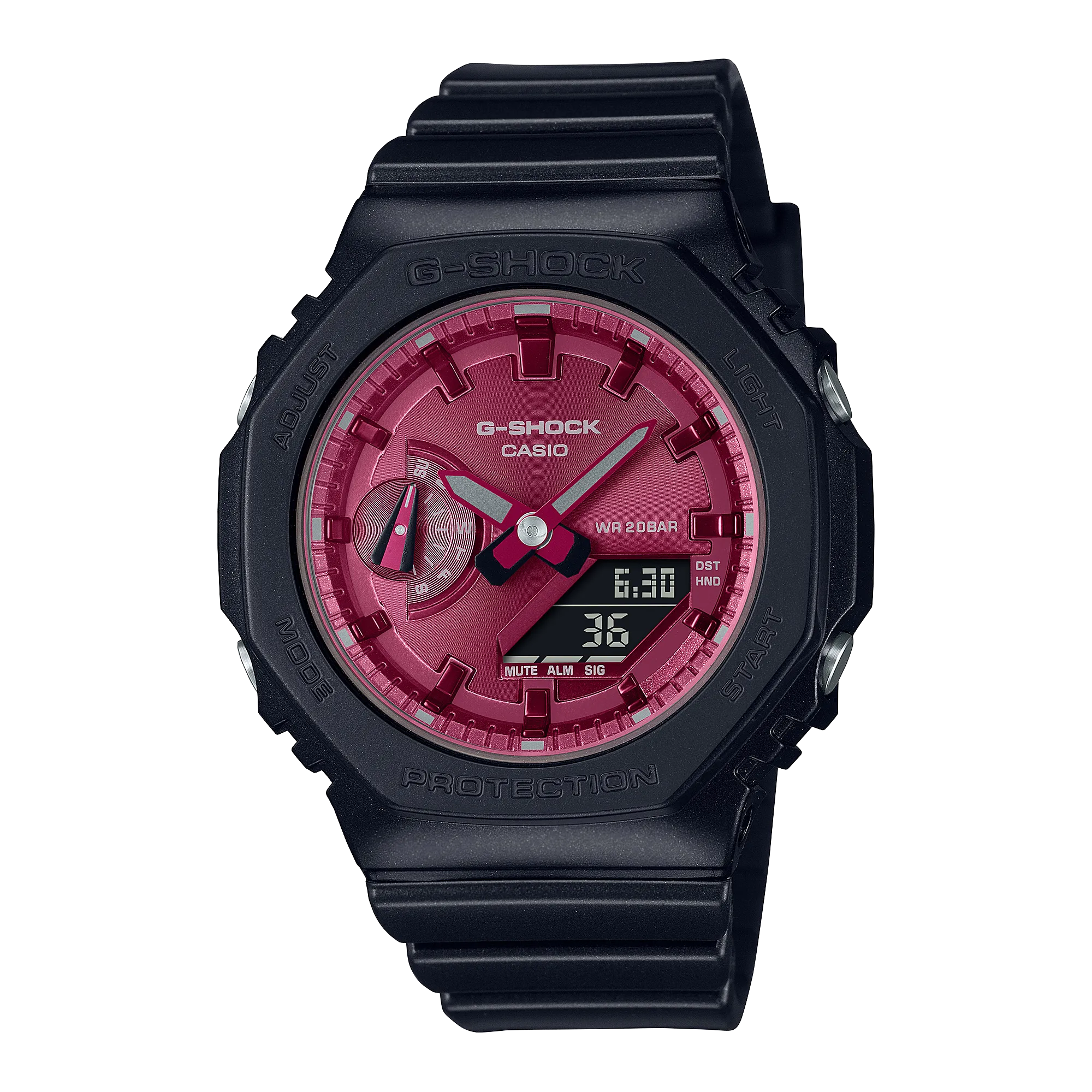 G-Shock Analog-Digital Pink Dial Black Resin Band Watch GMAS2100RB-1A