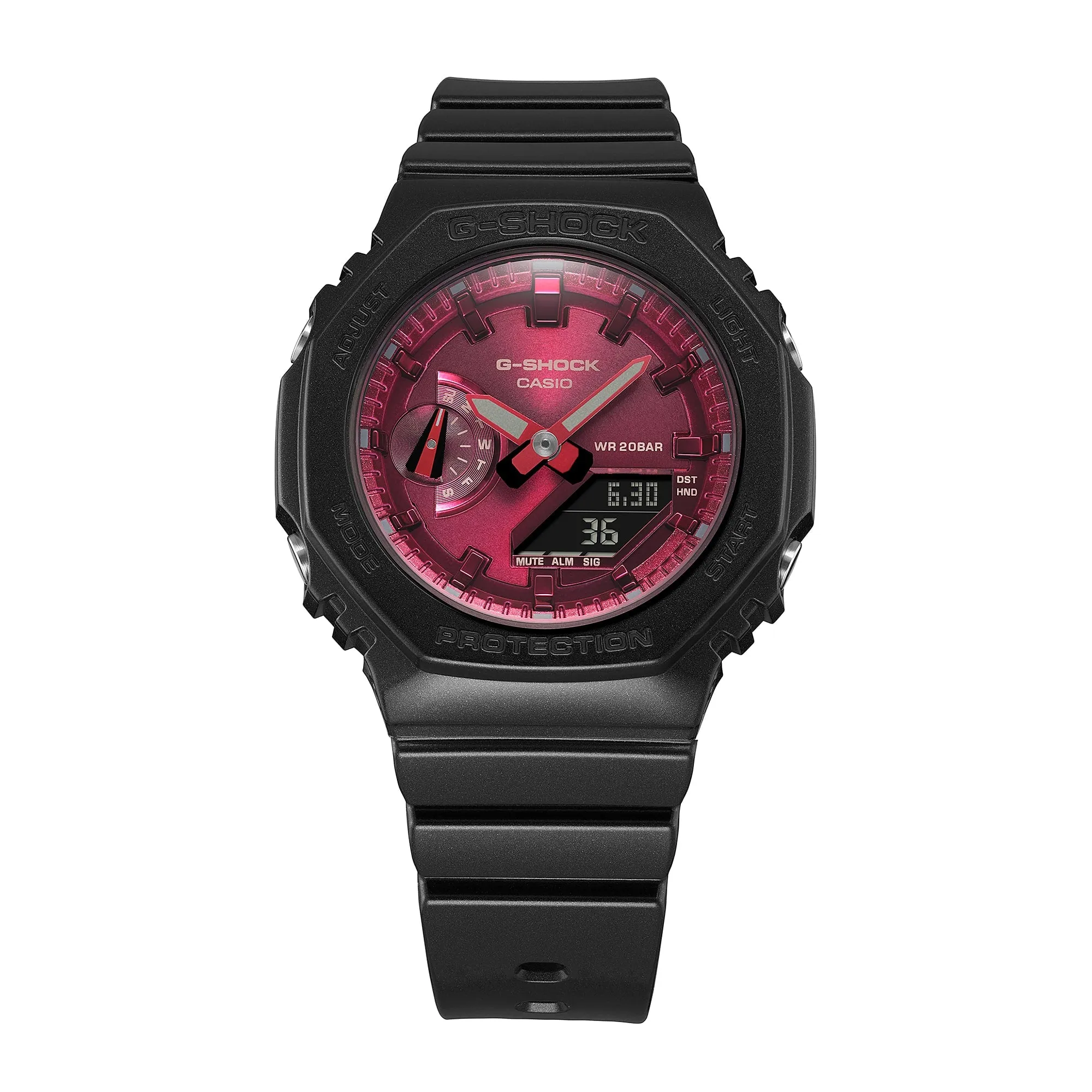 G-Shock Analog-Digital Pink Dial Black Resin Band Watch GMAS2100RB-1A