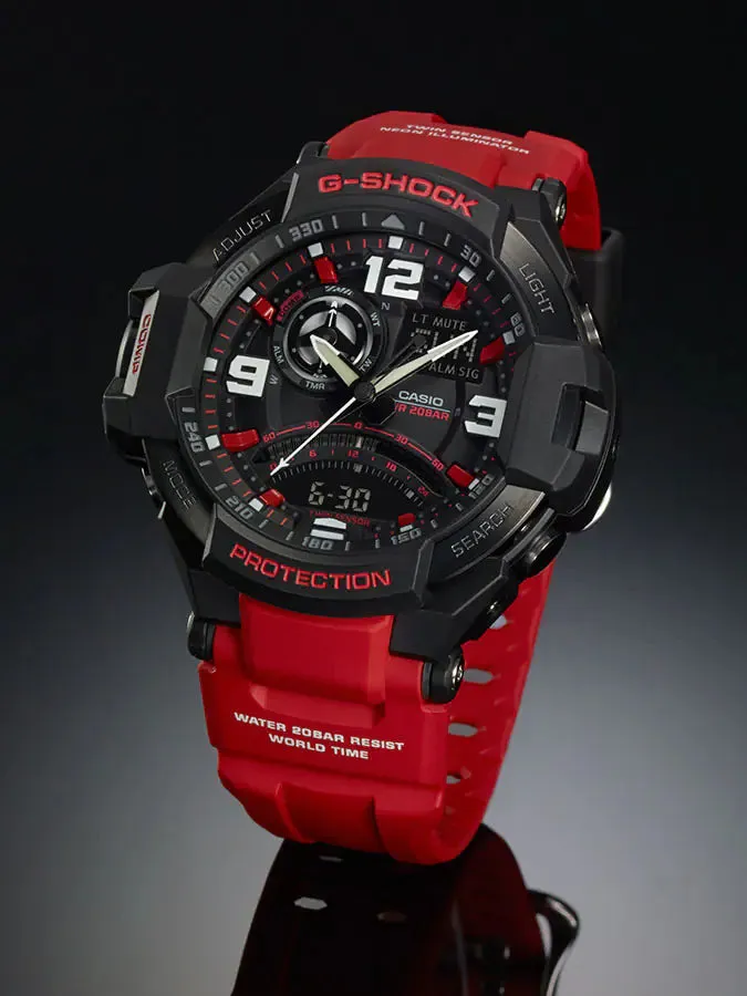 G-Shock Aviation Black Dial Red Resin Watch GA1000-4B