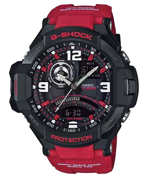 G-Shock Aviation Black Dial Red Resin Watch GA1000-4B
