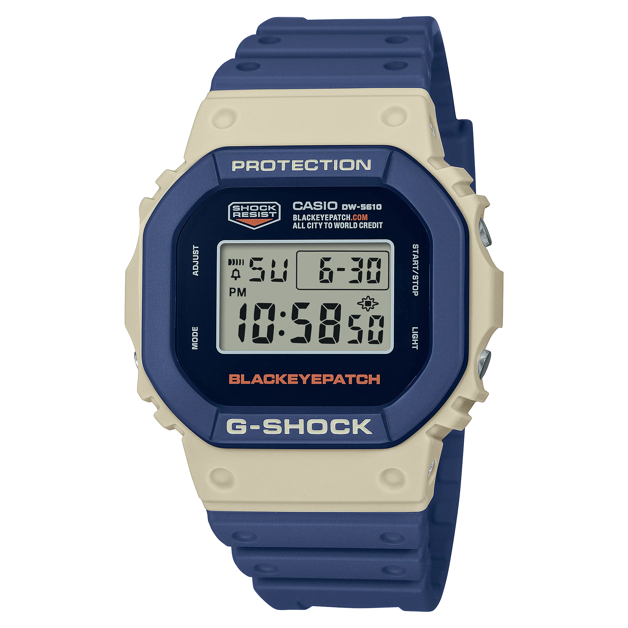 G-Shock Digital Black Eye Patch Blue Resin Band Watch DW5610BEP-2D