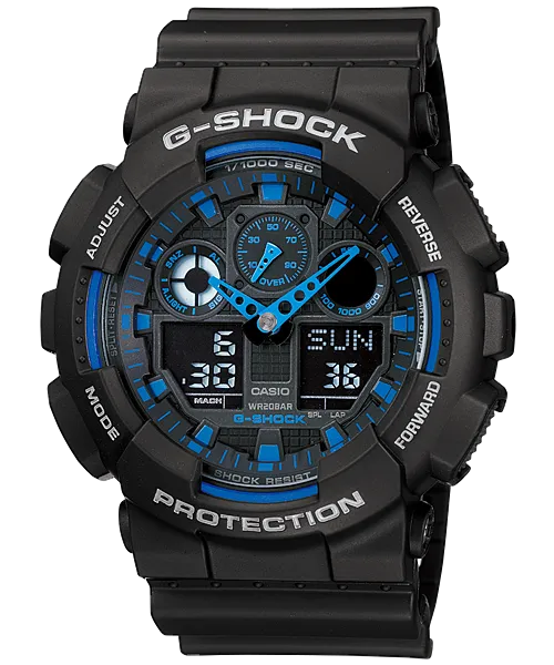 G-Shock Duo Series Blue Bezel Watch GA100-1A2