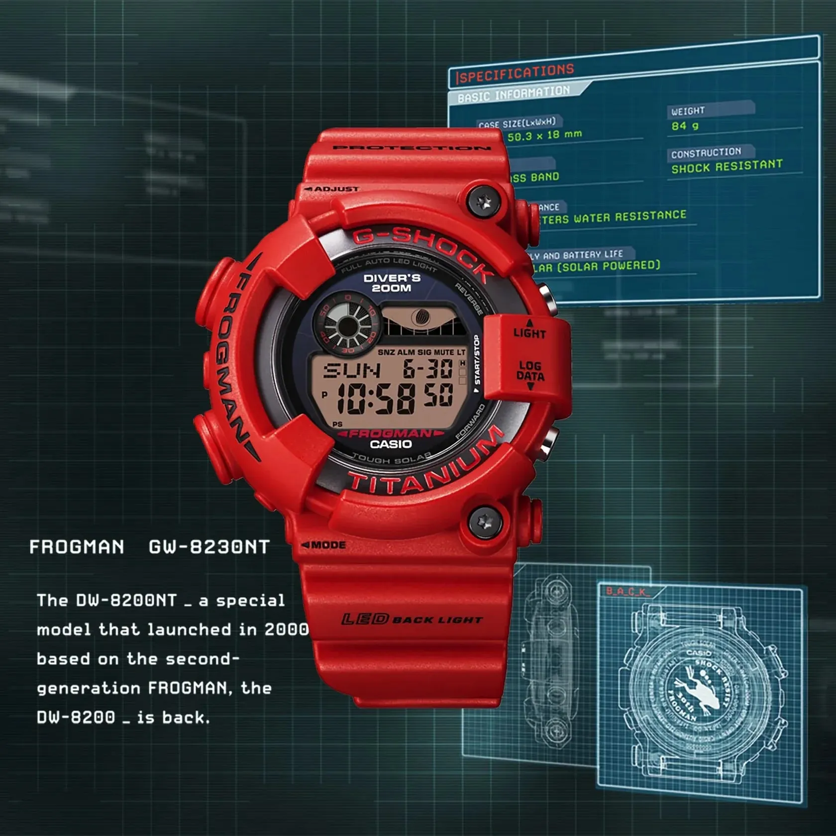 G-Shock Frogman Red Rubber Band Men's Watch GW8230NT-4D
