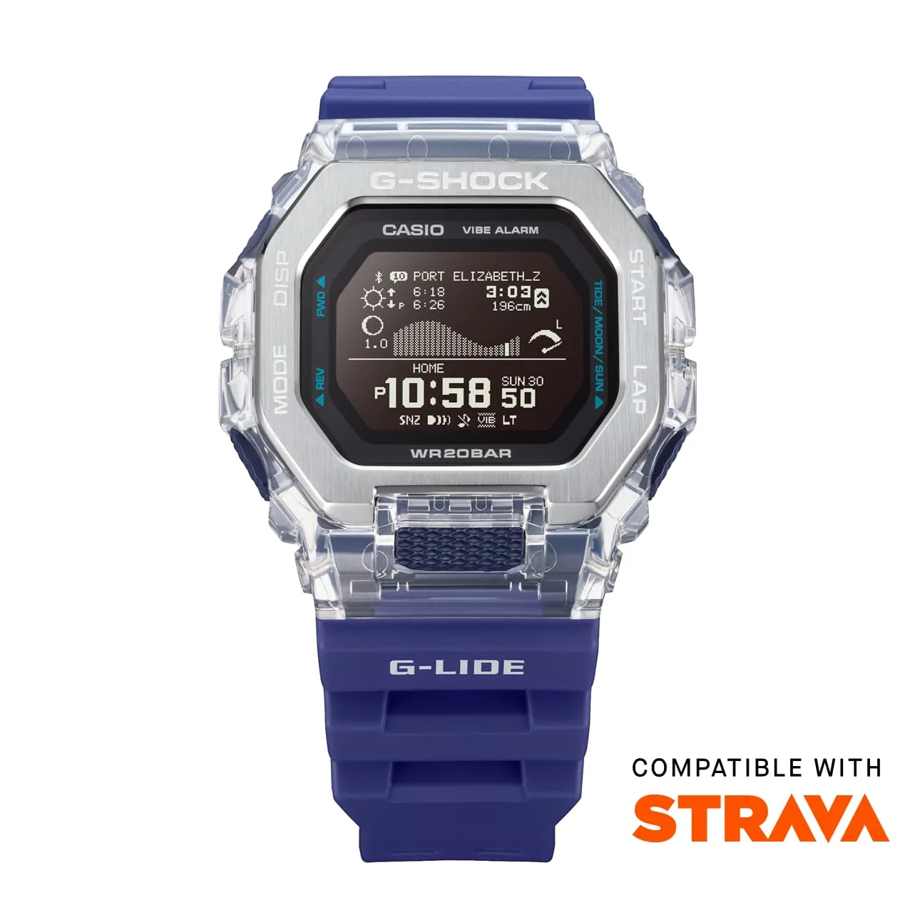 G-Shock GLIDE Gleaming Wave Blue Resin Band Watch GBX100S-2D