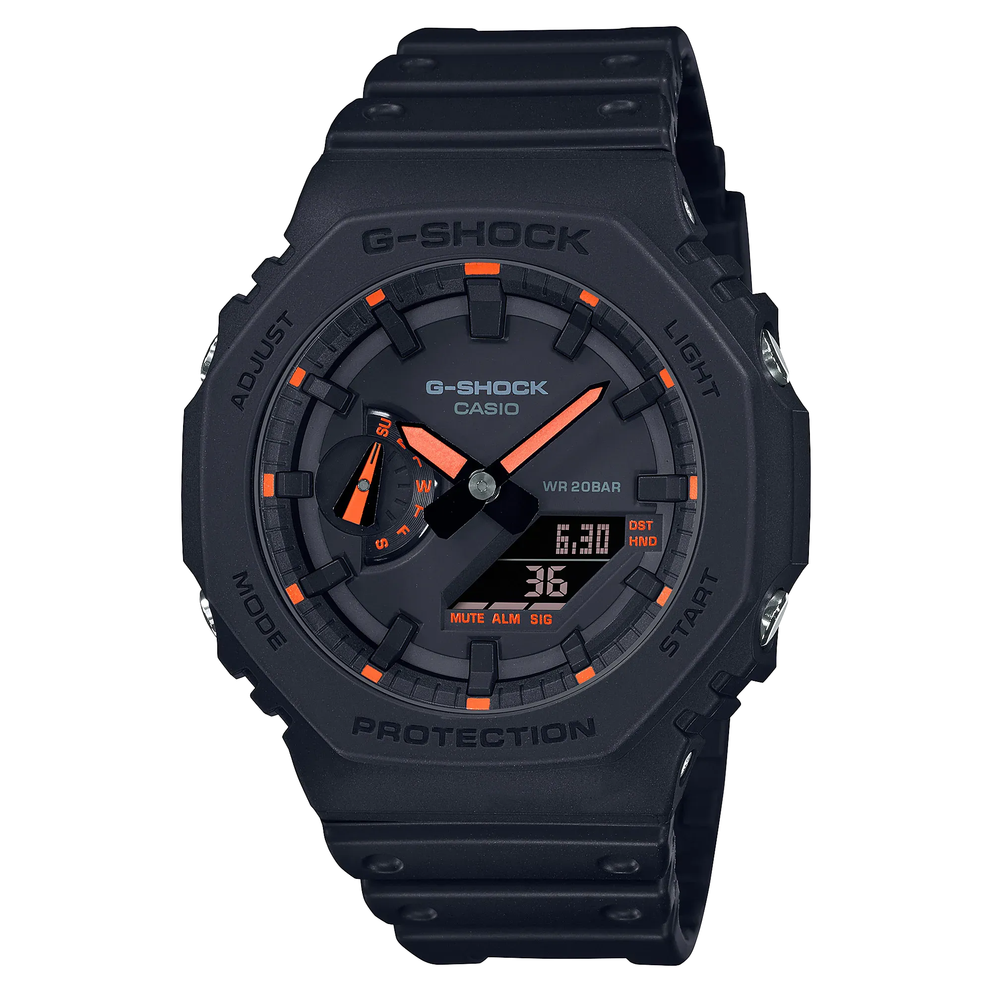 G-Shock Neon Accent Black Resin Band Watch GA2100-1A4
