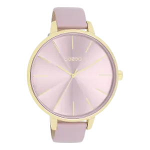 Gold coloured OOZOO watch with lilac leather strap - C11348