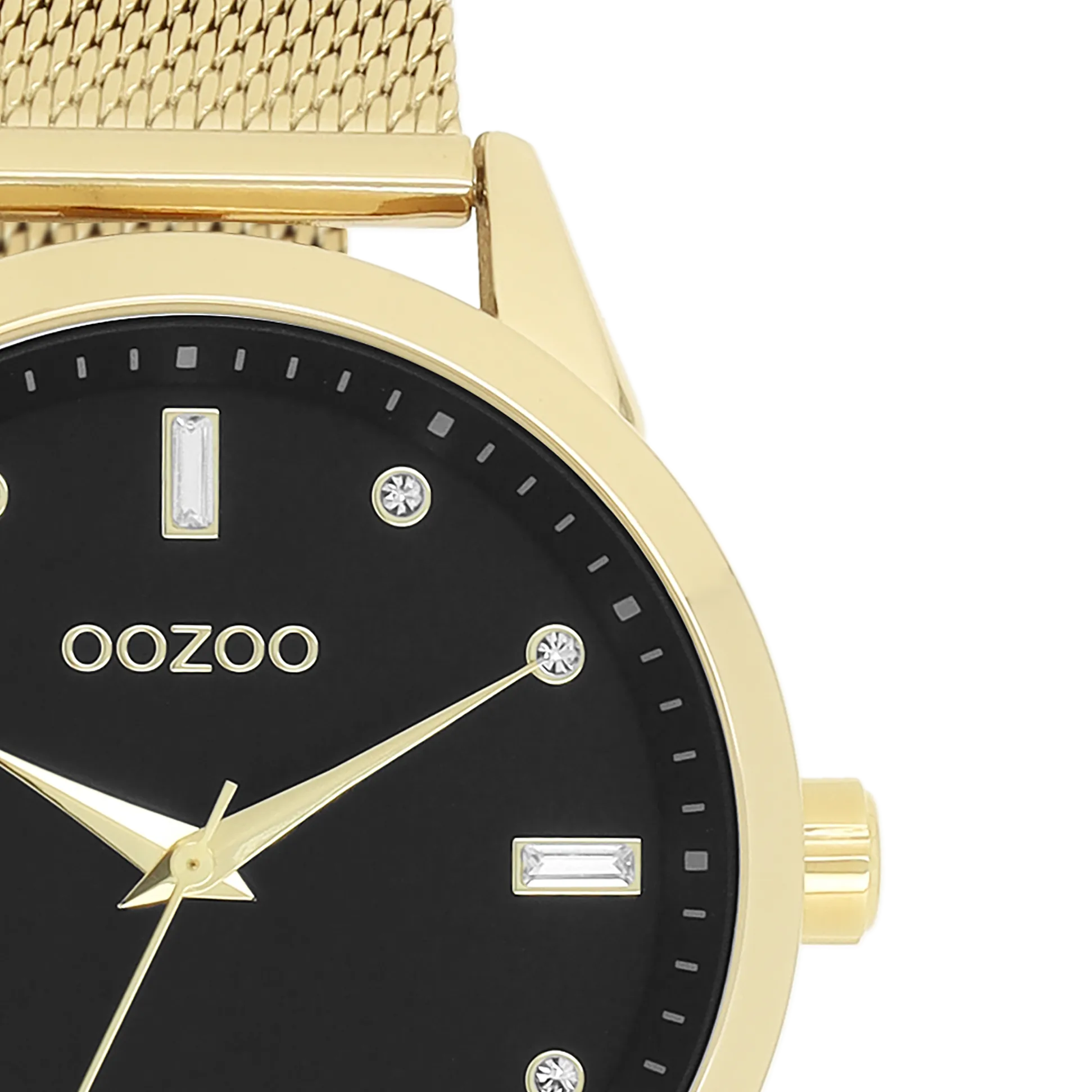 Gold coloured OOZOO watch with metal mesh bracelet - C11283
