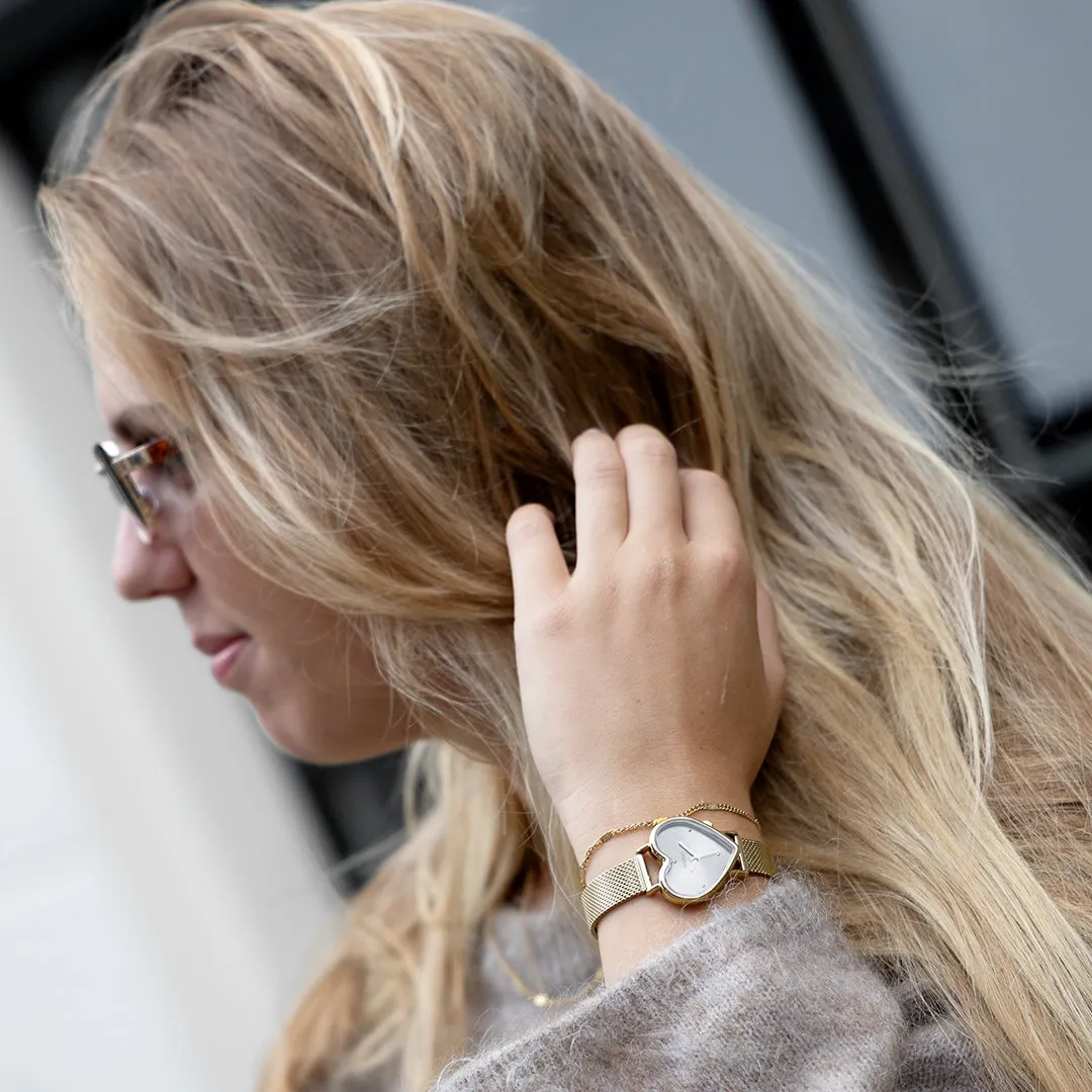 Gold coloured OOZOO watch with metal mesh bracelet - C11416