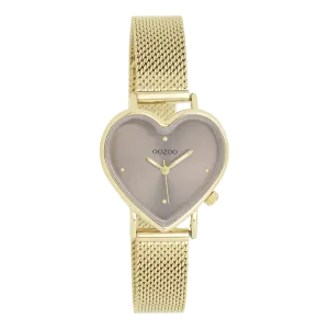 Gold coloured OOZOO watch with metal mesh bracelet - C11416
