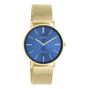 Gold coloured OOZOO watch with metal mesh bracelet - C20291