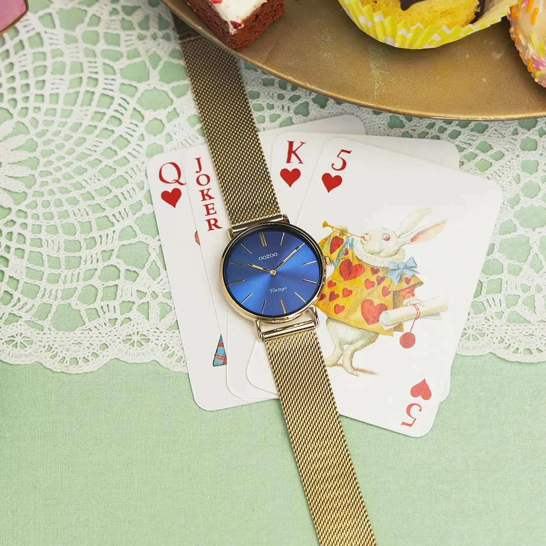 Gold coloured OOZOO watch with metal mesh bracelet - C20291