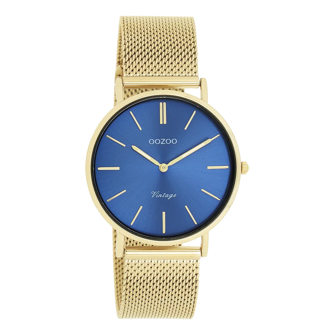 Gold coloured OOZOO watch with metal mesh bracelet - C20291