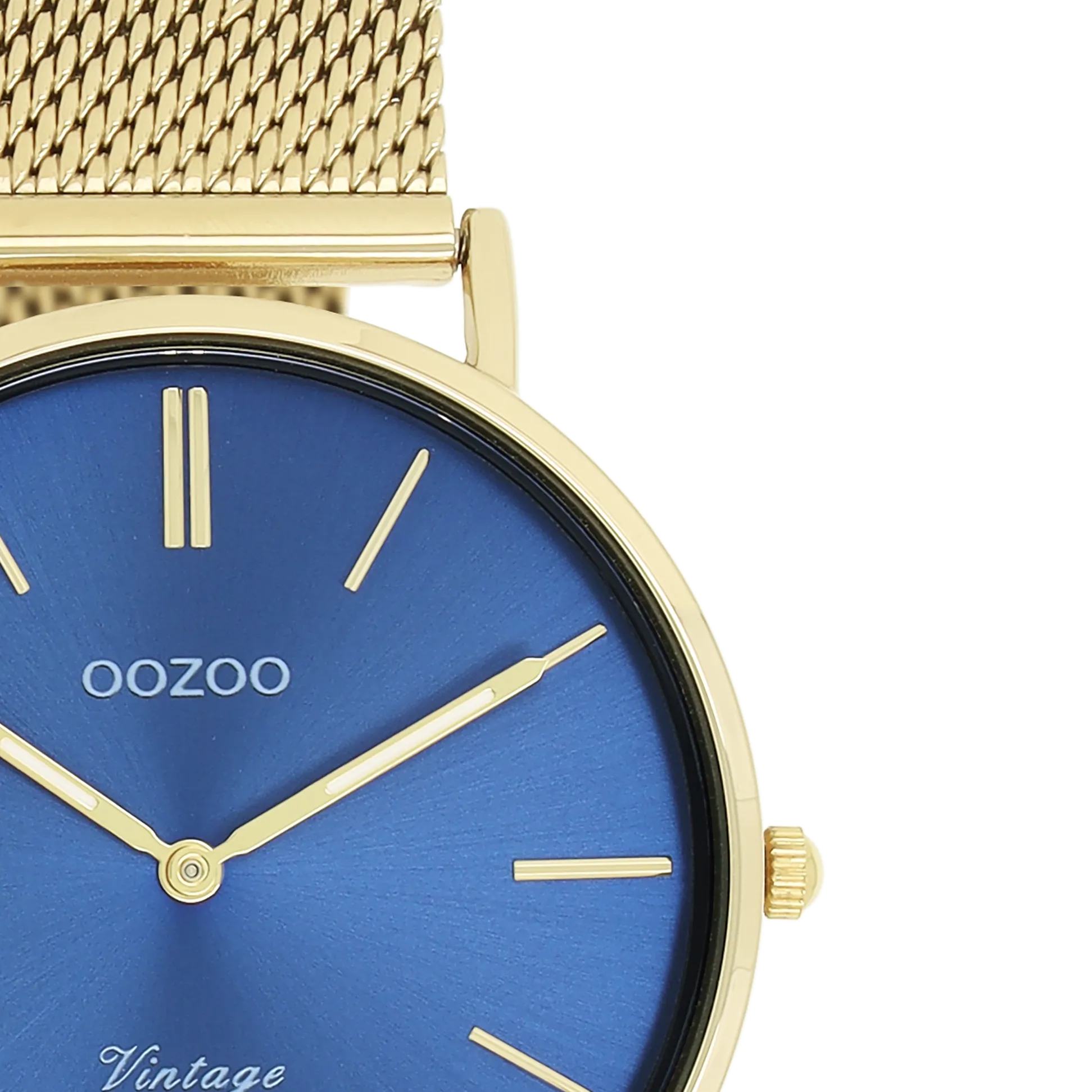 Gold coloured OOZOO watch with metal mesh bracelet - C20291