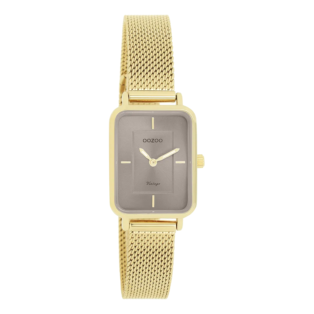 Gold coloured OOZOO watch with metal mesh bracelet - C20353