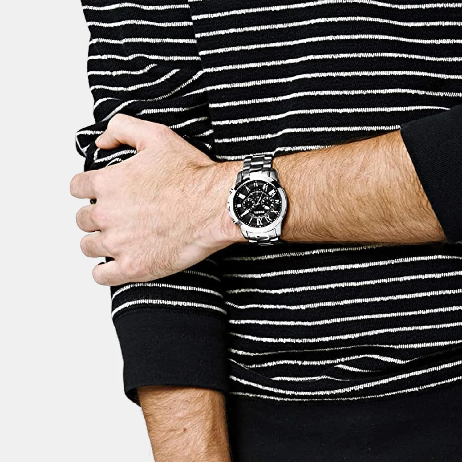 Grant Men Quartz Black Dial Chronograph Stainless Steel Watch FS4736