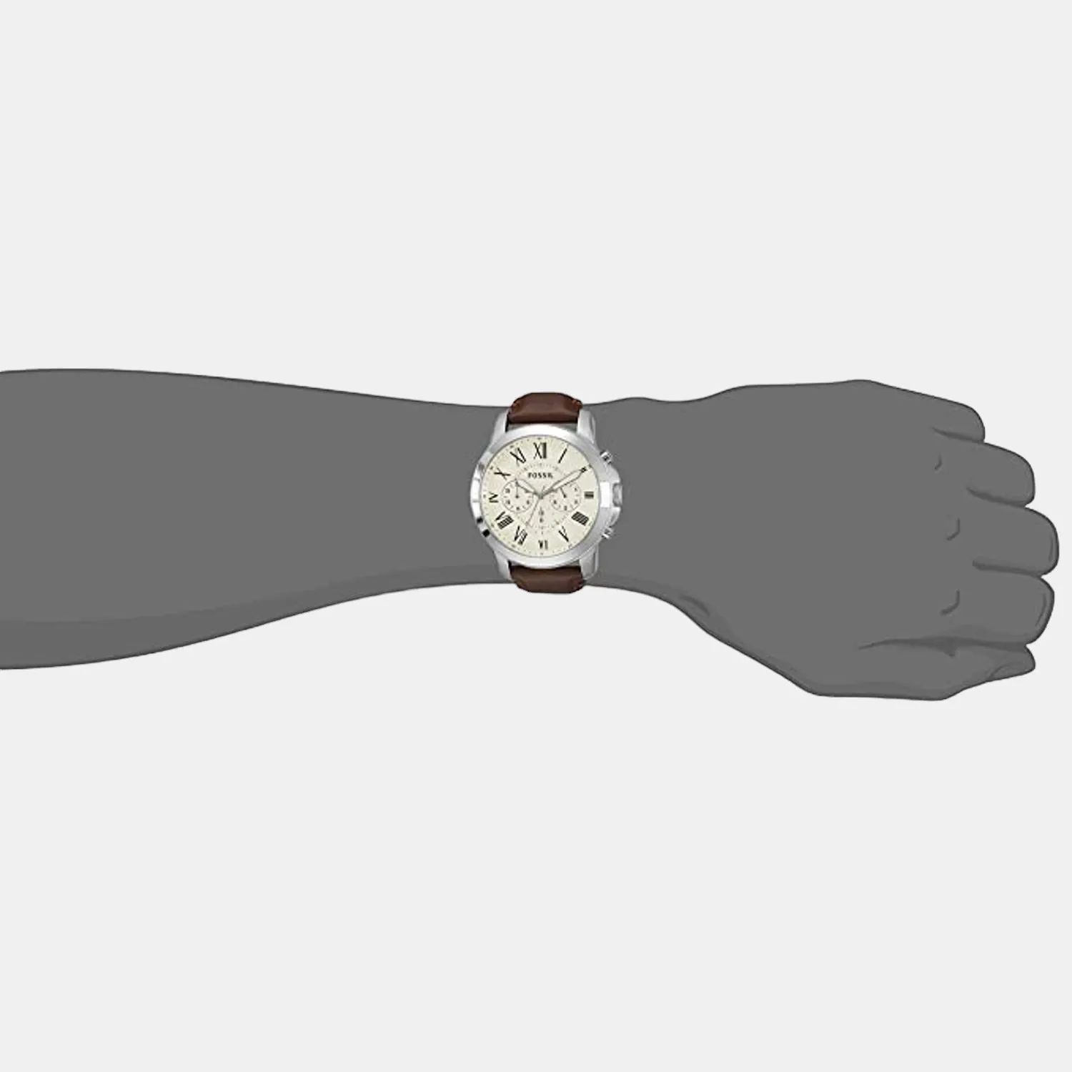 Grant Men Quartz Cream Dial Chronograph Leather Watch FS4735