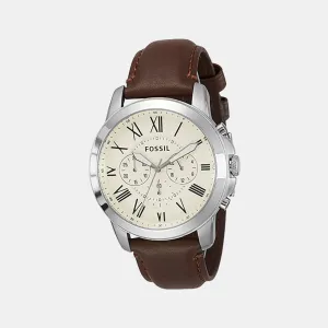 Grant Men Quartz Cream Dial Chronograph Leather Watch FS4735