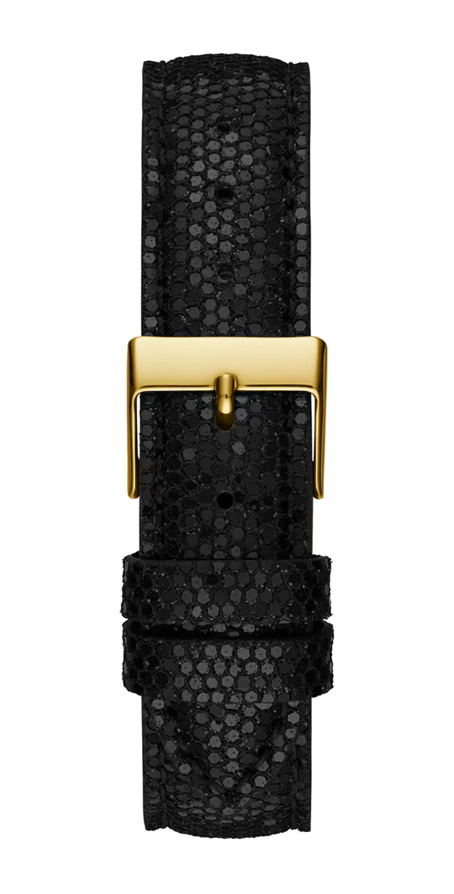 Guess Black Dial and Leather Strap Gold Case Watch U1353L1M