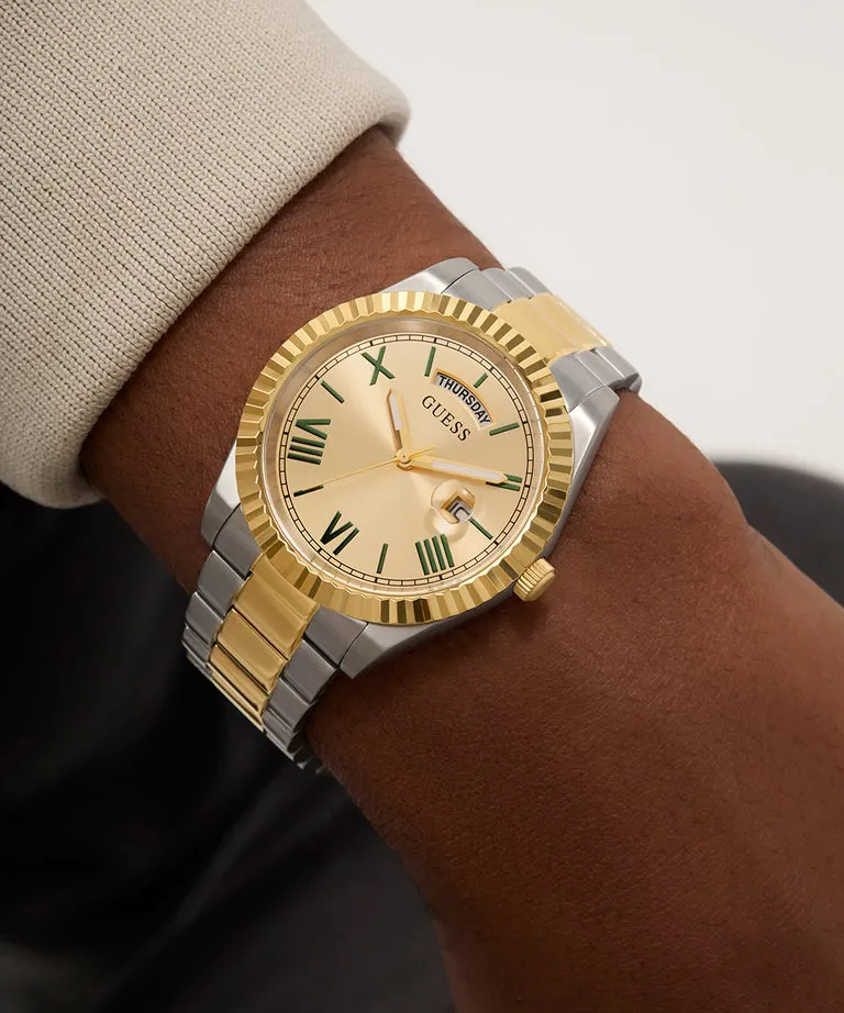 Guess CONNOISSEUR Champagne Dial Two Tone Stainless Steel Watch GW0265G14