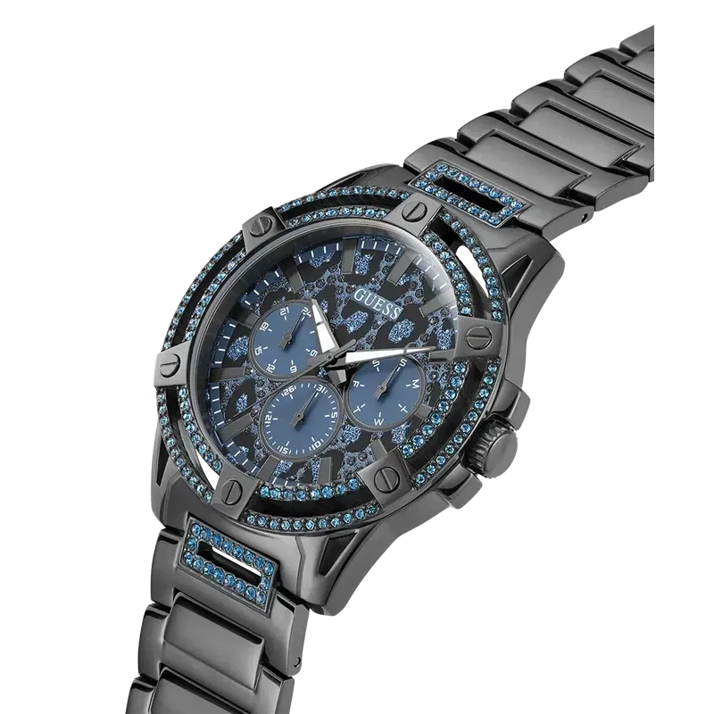 Guess King Animal Print Dial Multifunction Watch