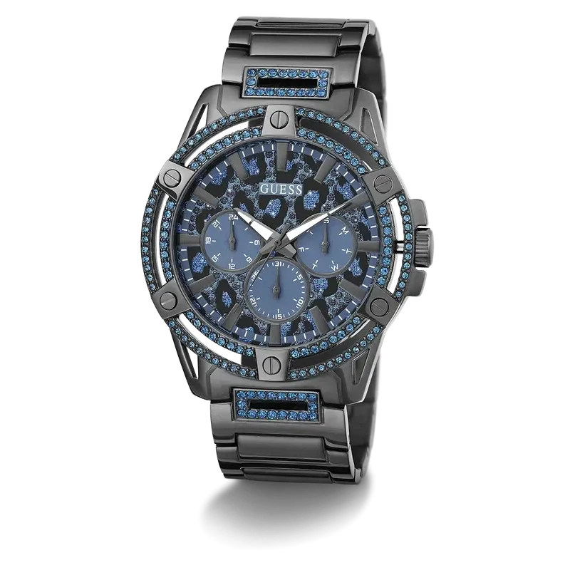 Guess King Animal Print Dial Multifunction Watch