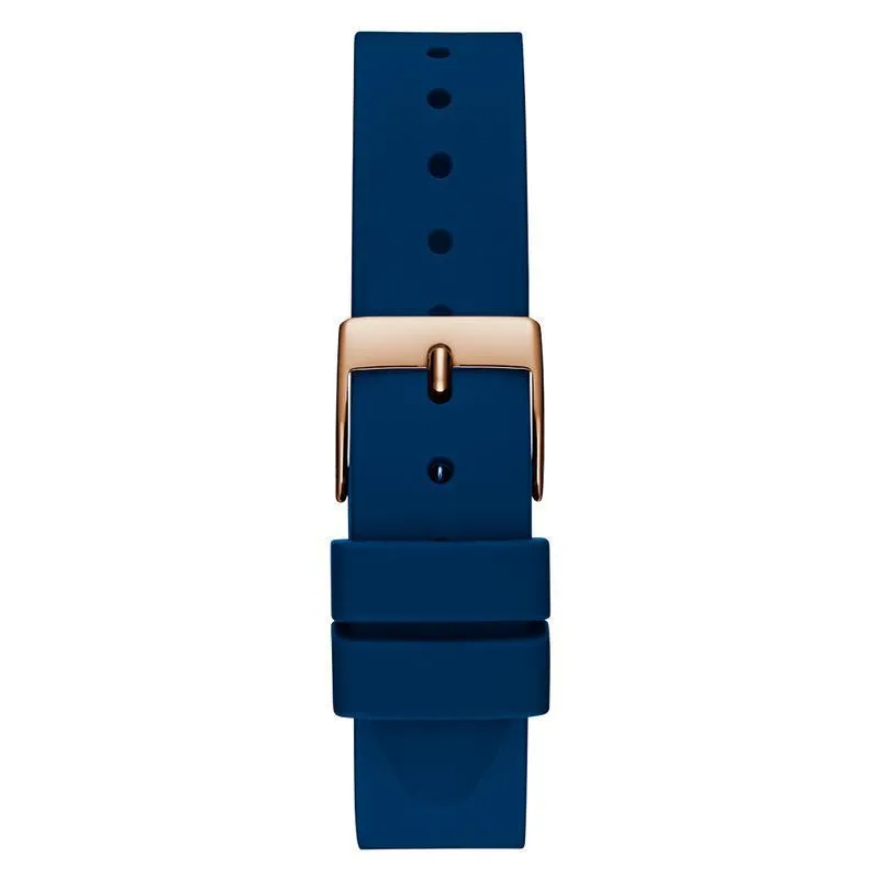 Guess Ladies Blue Rose Gold Tone Analog Watch