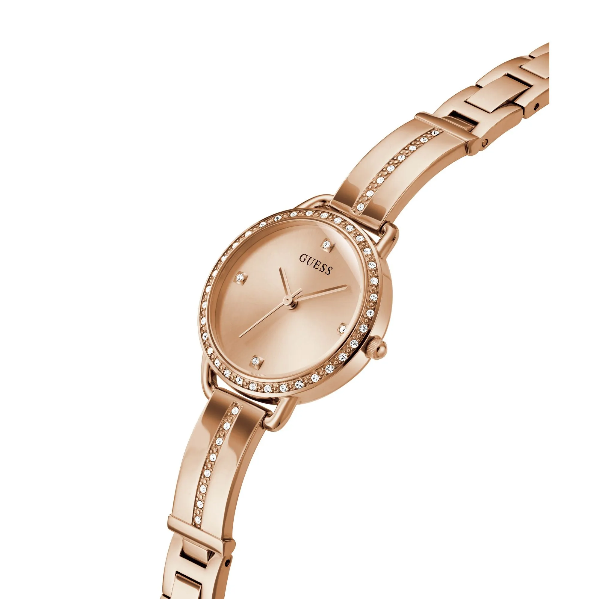 GUESS Ladies Rose Gold Tone Analog Watch GW0022L3
