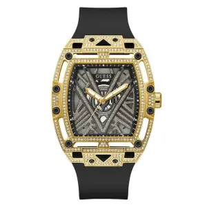 GUESS Mens Black Gold Tone Analog Watch GW0564G1