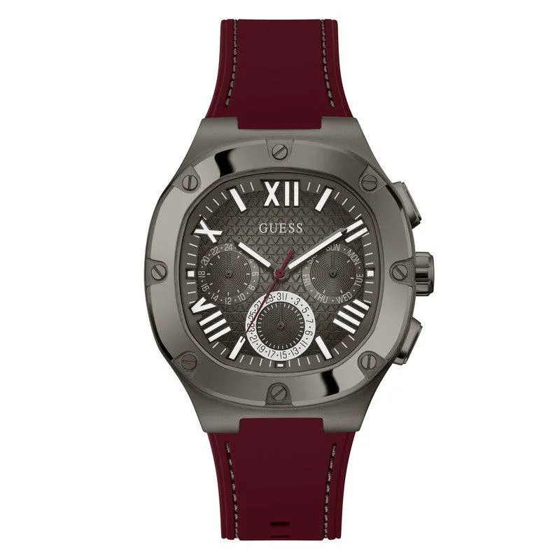 Guess Men's Headline Gunmetal and Burgandy Watch GW0571G4