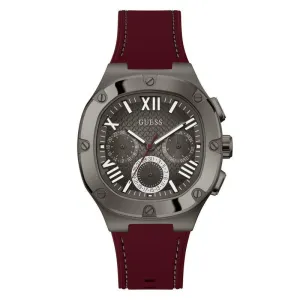 Guess Men's Headline Gunmetal and Burgandy Watch GW0571G4