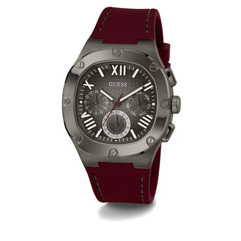 Guess Men's Headline Gunmetal and Burgandy Watch GW0571G4