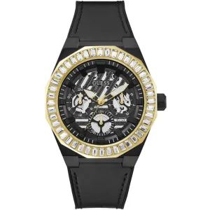 Guess Men's Watch - Quartz Day-Date Black Dial Genuine Leather Strap | GW0567G1
