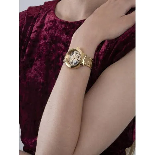 Guess Quattro Clear Gold Tone Analog Ladies Watch GW0300L2