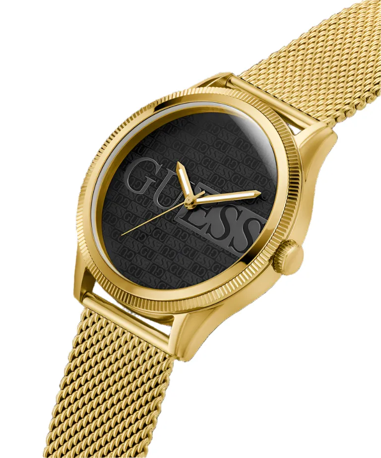 Guess Reputation Black Dial Gold Tone Analog Watch GW0710G2