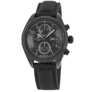 Hamilton Khaki Field Auto Chrono Black Dial Rubber Strap Men's Watch H71626735