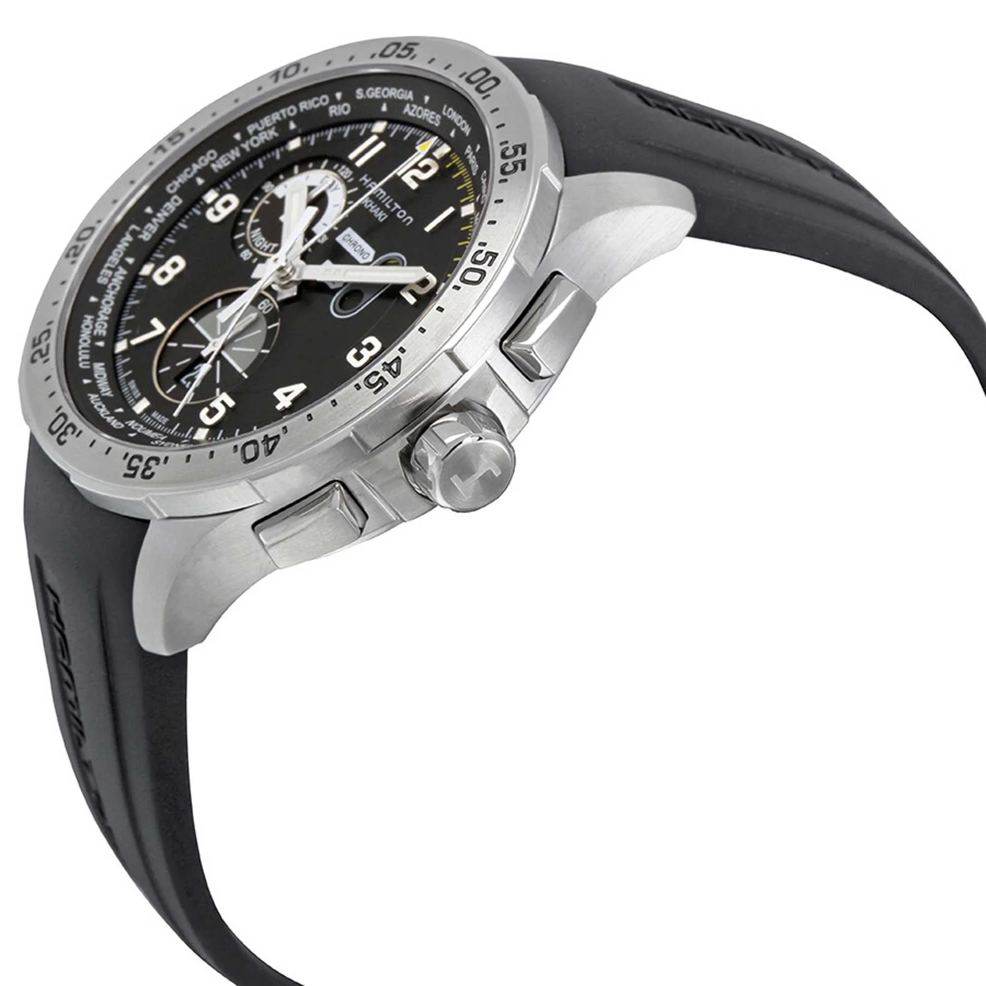 Hamilton Men's Watch - Khaki Aviation Chrono Black Dial Rubber Strap | H76714335