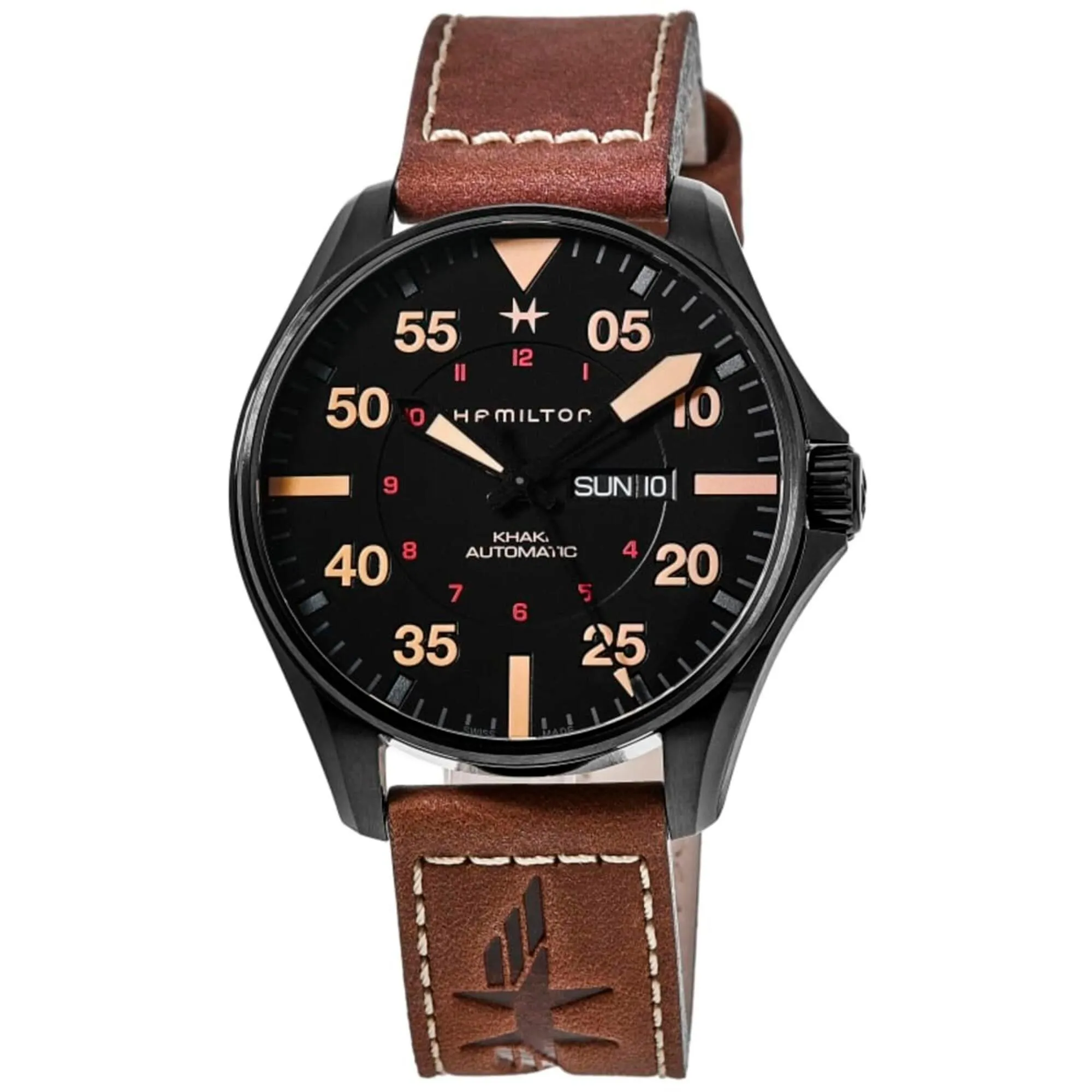 Hamilton Men's Watch - Khaki Aviation Pilot Day Date Auto Black Case | H64705531
