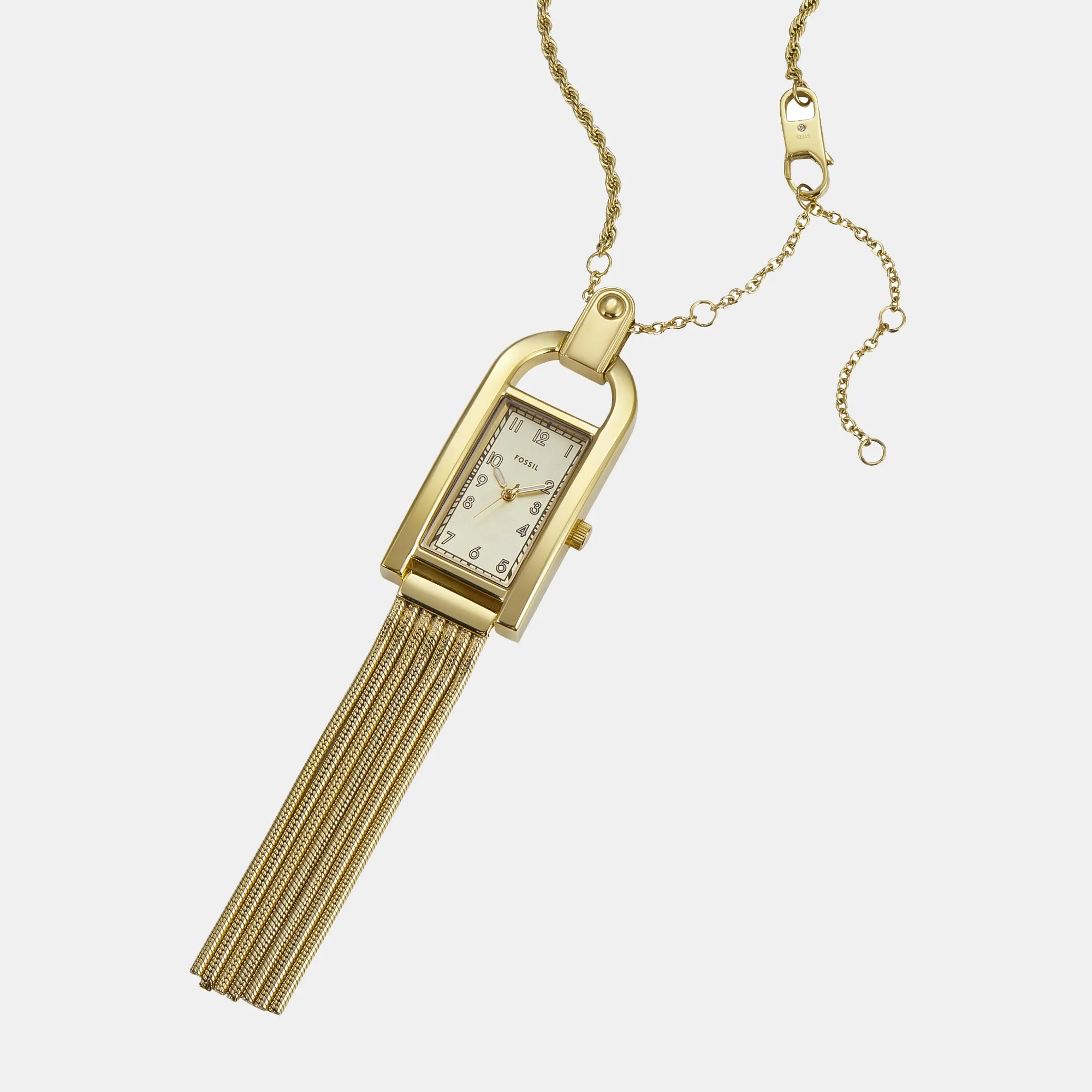 Harwell Women Quartz Gold Dial Necklace Analog Stainless Steel Watch ES5373