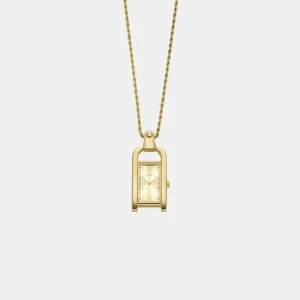 Harwell Women Quartz Gold Dial Necklace Analog Stainless Steel Watch ES5373